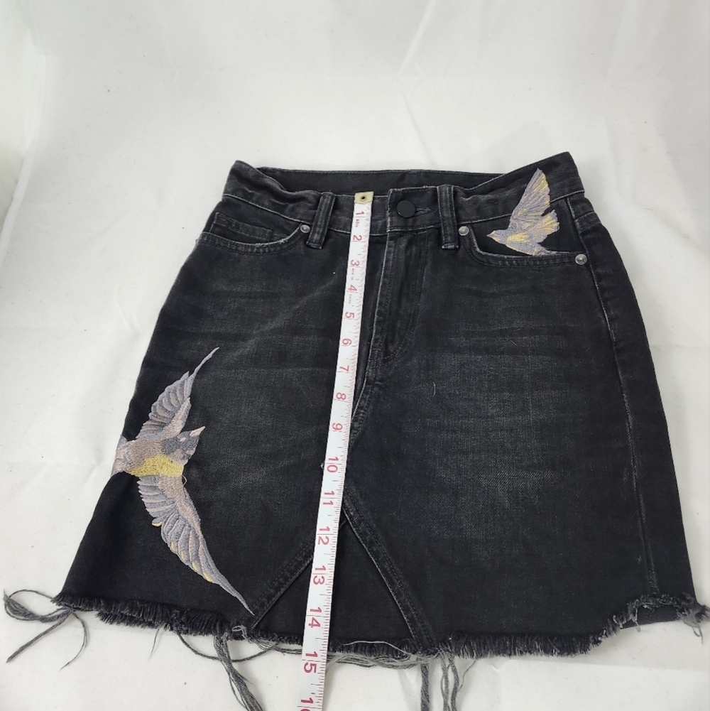 All Saints Bird Skirt Black Denim  Mini Size 00 - Picture 6 of 9